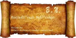 Balkányi Nándor névjegykártya